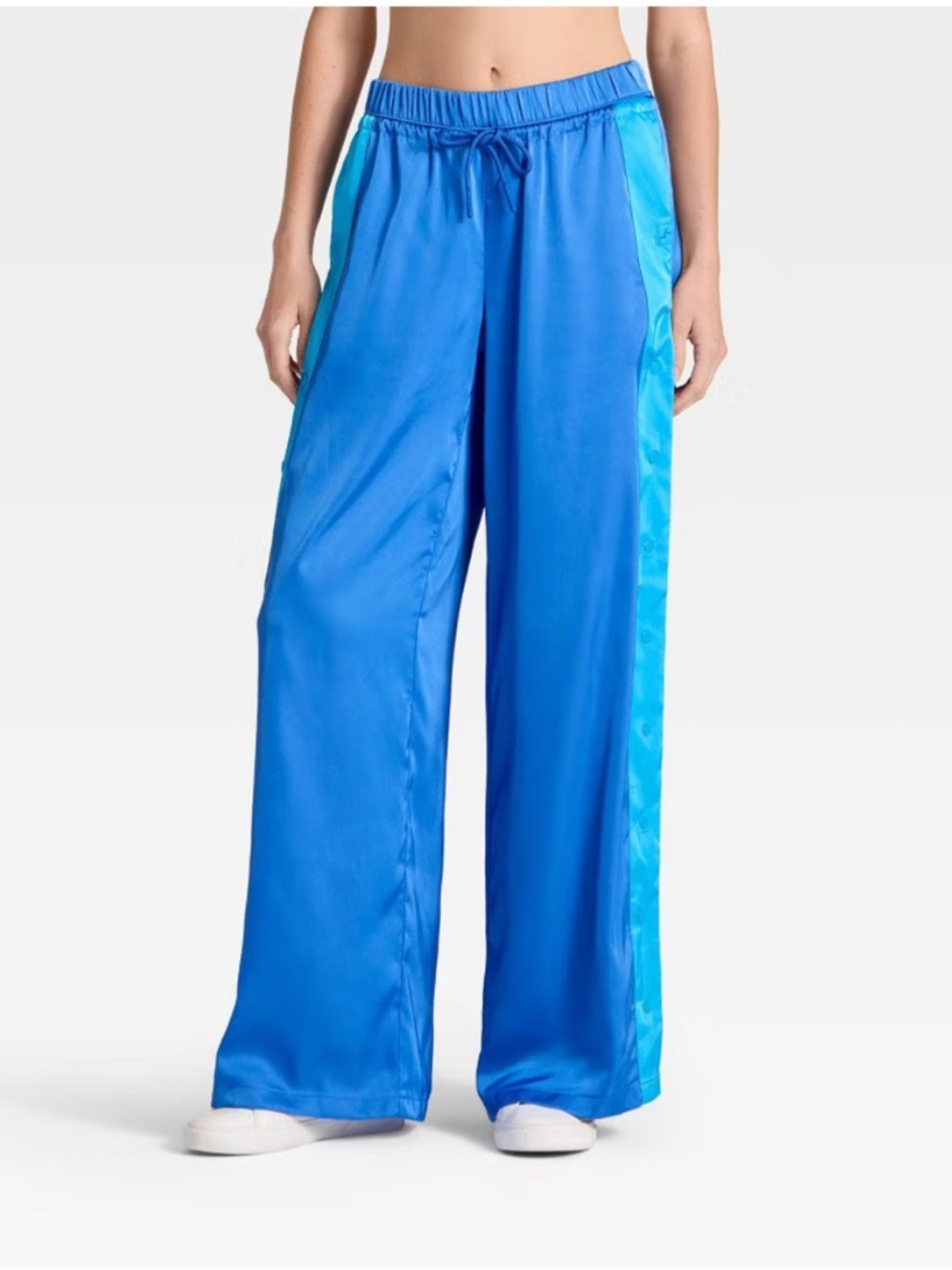 JoyLab Drawstring Blue Satin Track Pants